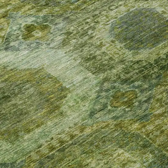 8' Artichoke Green And Beige Round Medallion Washable Indoor Outdoor Area Rug Photo 8