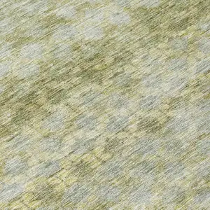 Photo of 8' Artichoke Green And Beige Round Striped Washable Indoor Outdoor Area Rug