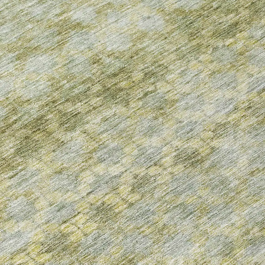 8' Artichoke Green And Beige Round Striped Washable Indoor Outdoor Area Rug Photo 8
