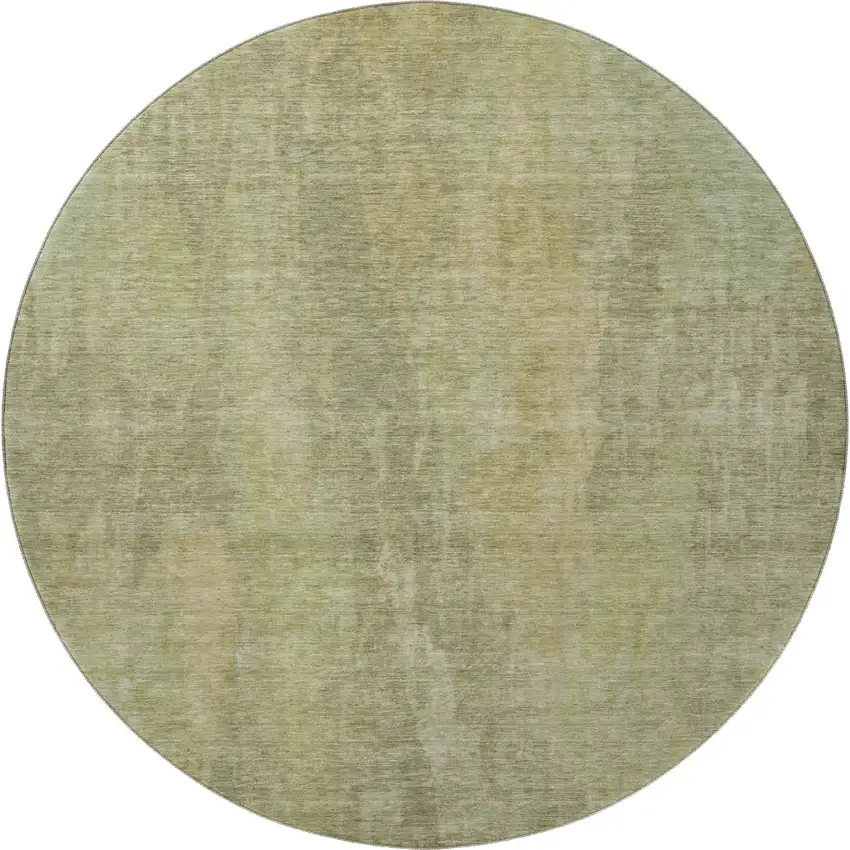 8' Artichoke Green And Copper Abstract Washable Round Rug With UV Protection Photo 3