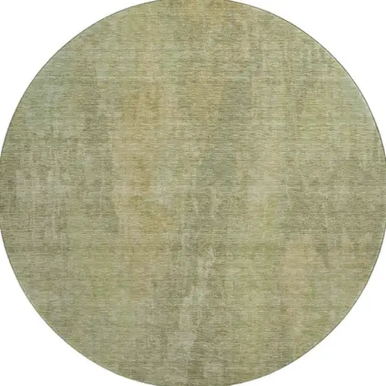 8' Artichoke Green And Copper Abstract Washable Round Rug With UV Protection Photo 2