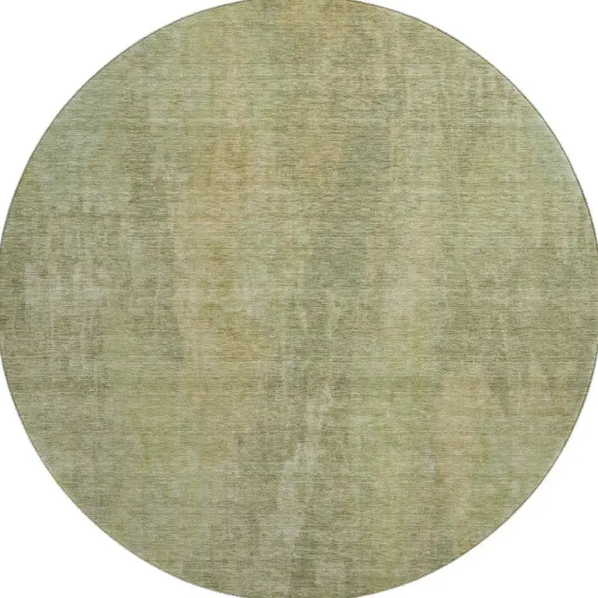 8' Artichoke Green And Copper Abstract Washable Round Rug With UV Protection Photo 2