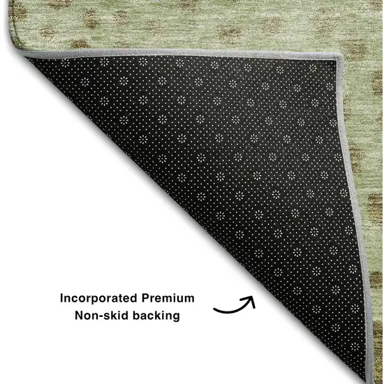 8' Artichoke Green And Copper Polka Dot Washable Round Rug With UV Protection Photo 5