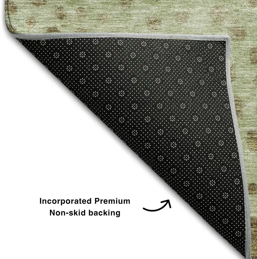 8' Artichoke Green And Copper Polka Dot Washable Round Rug With UV Protection Photo 5