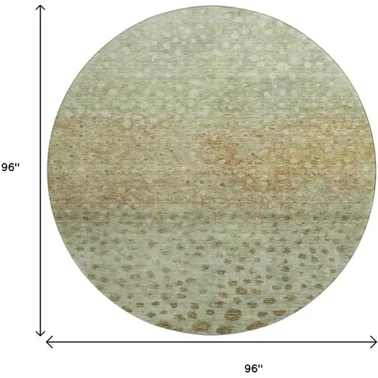 8' Artichoke Green And Copper Polka Dot Washable Round Rug With UV Protection Photo 9