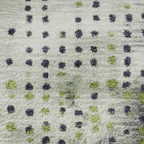 8' Artichoke Green And Eggplant Geometric Washable Round Rug With UV Protection Photo 9