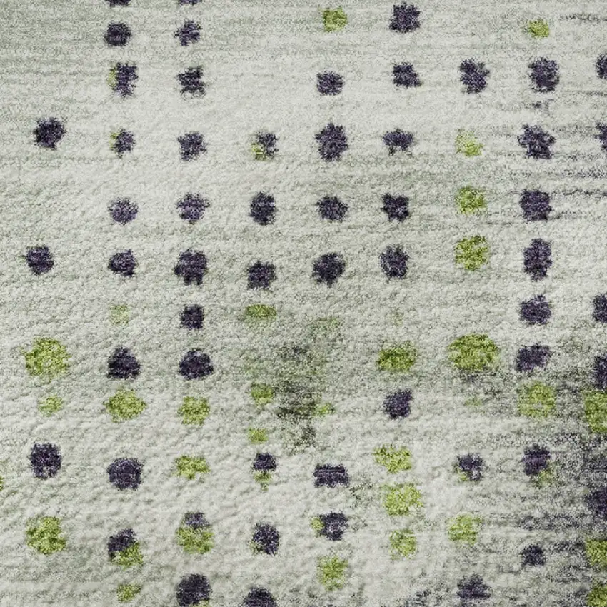 8' Artichoke Green And Eggplant Geometric Washable Round Rug With UV Protection Photo 9