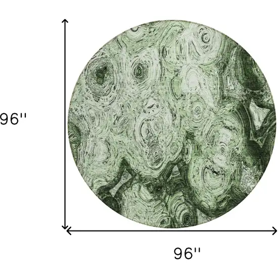 8' Artichoke Green And Emerald Round Abstract Washable Indoor Outdoor Area Rug Photo 3