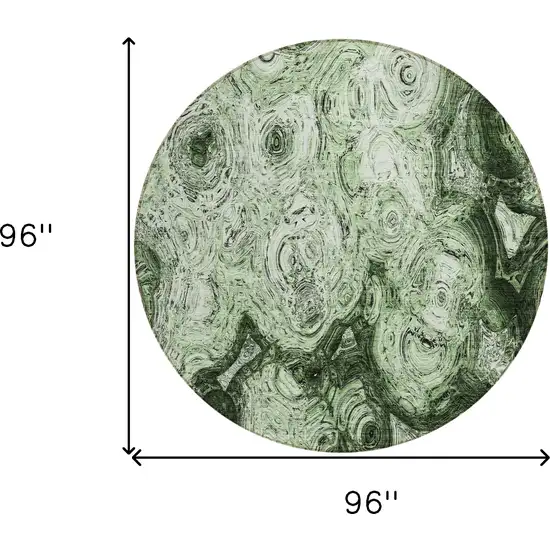 8' Artichoke Green And Emerald Round Abstract Washable Indoor Outdoor Area Rug Photo 3