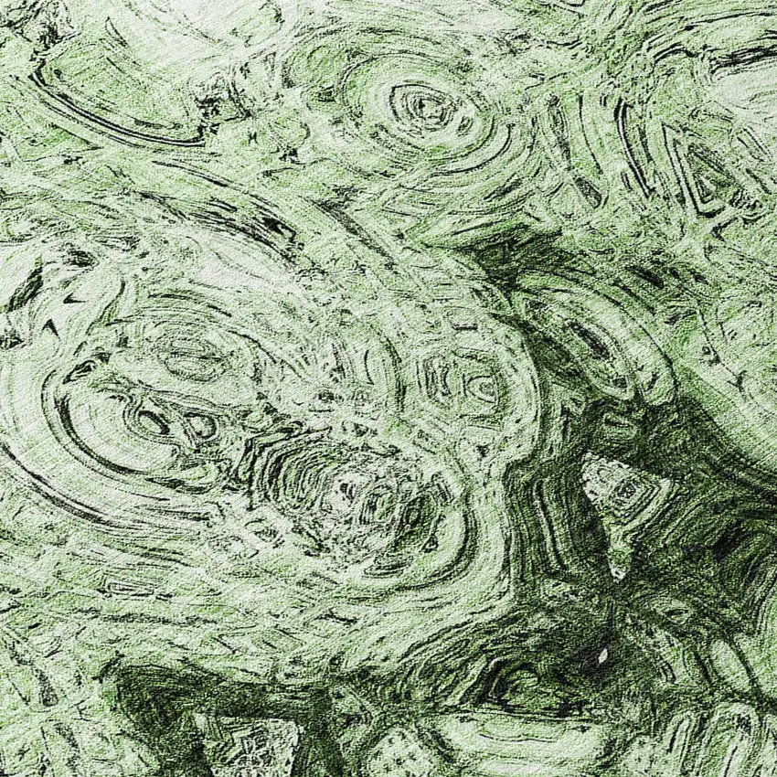 8' Artichoke Green And Emerald Round Abstract Washable Indoor Outdoor Area Rug Photo 7