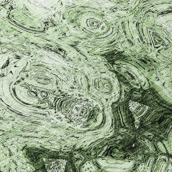8' Artichoke Green And Emerald Round Abstract Washable Indoor Outdoor Area Rug Photo 7