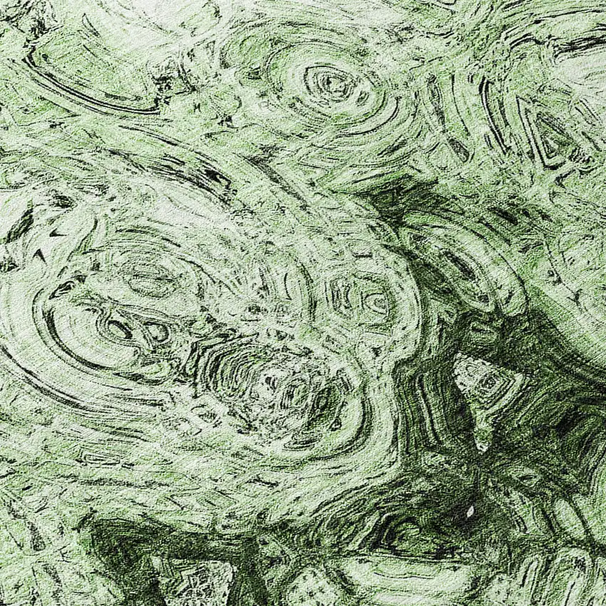 8' Artichoke Green And Emerald Round Abstract Washable Indoor Outdoor Area Rug Photo 7