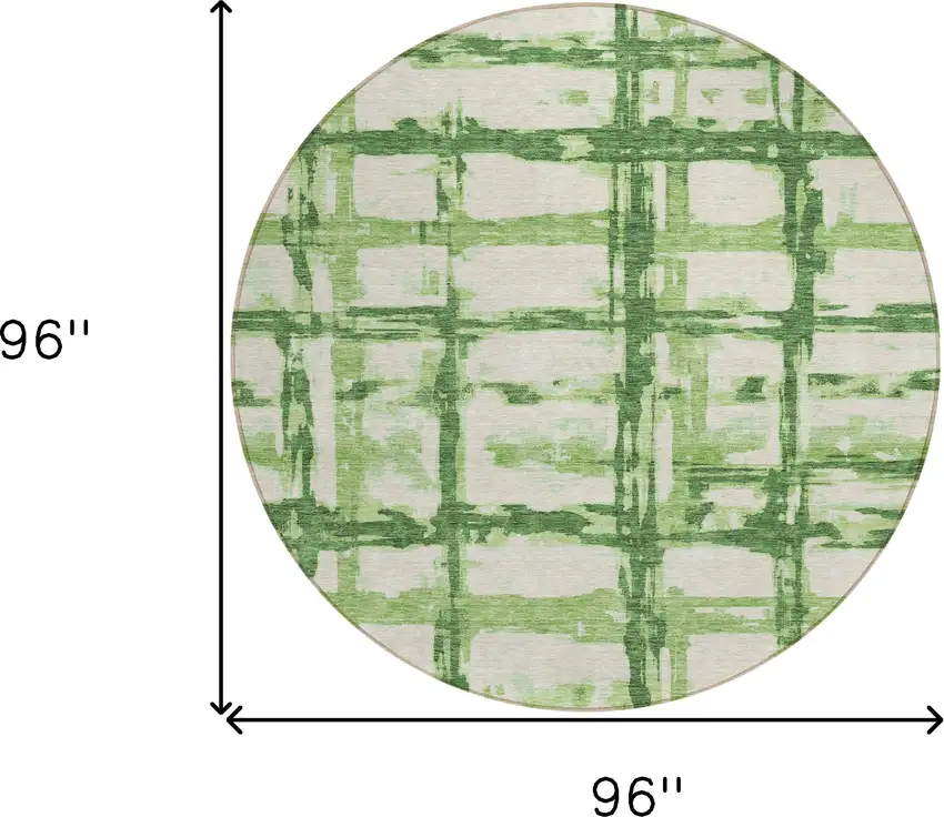 8' Artichoke Green And Emerald Round Striped Washable Indoor Outdoor Area Rug Photo 8