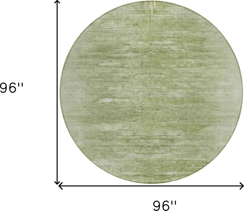 8' Artichoke Green And Fern Green Round Abstract Washable Indoor Outdoor Area Rug Photo 3