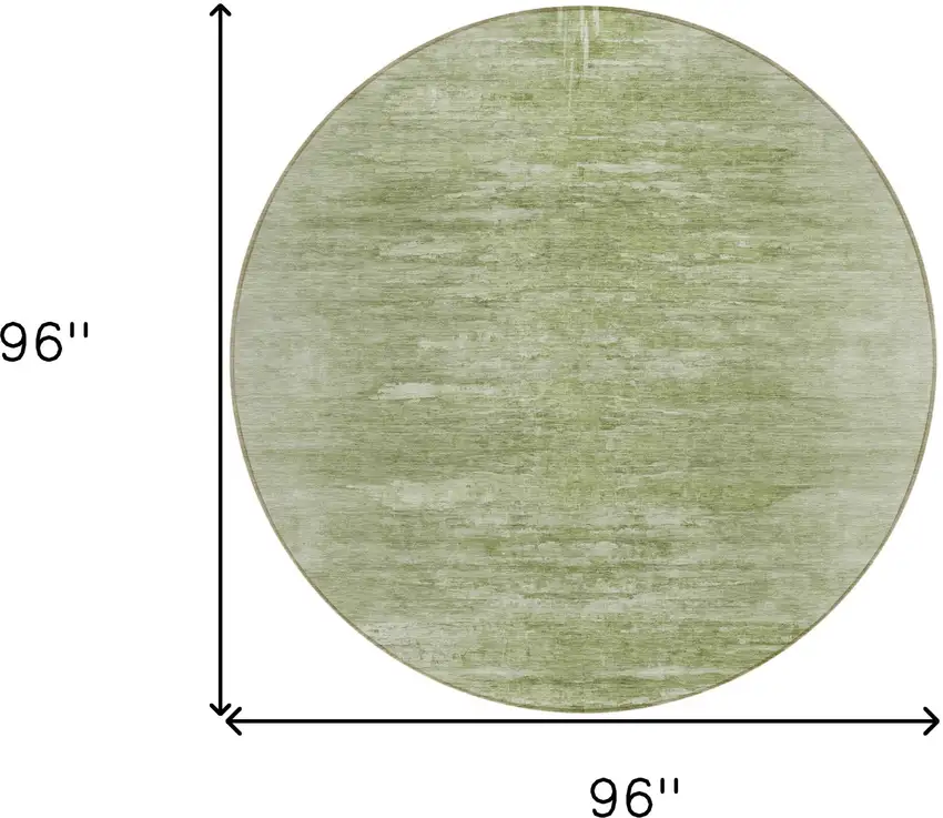 8' Artichoke Green And Fern Green Round Abstract Washable Indoor Outdoor Area Rug Photo 3