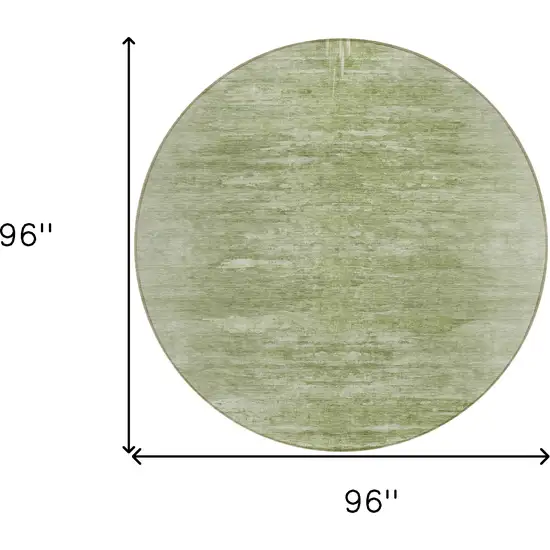 8' Artichoke Green And Fern Green Round Abstract Washable Indoor Outdoor Area Rug Photo 3