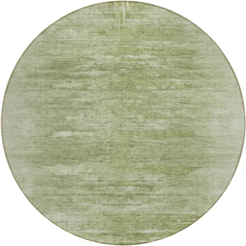 8' Artichoke Green And Fern Green Round Abstract Washable Indoor Outdoor Area Rug Photo 2