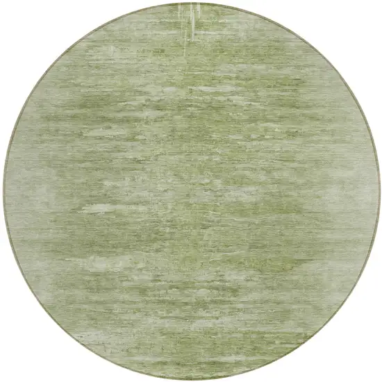 8' Artichoke Green And Fern Green Round Abstract Washable Indoor Outdoor Area Rug Photo 2