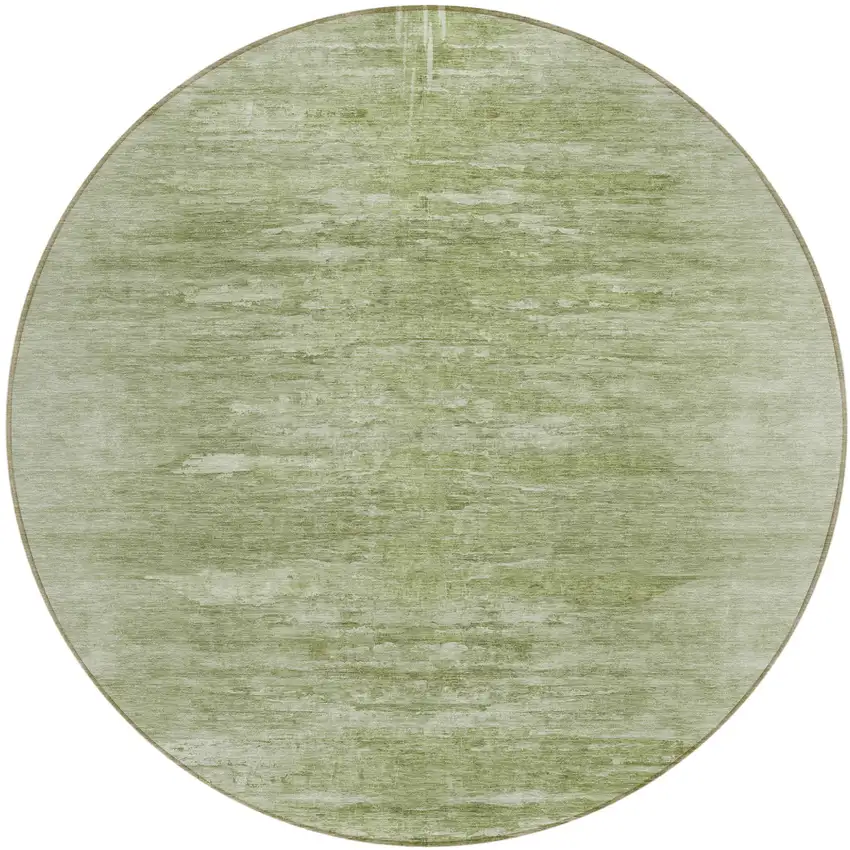 8' Artichoke Green And Fern Green Round Abstract Washable Indoor Outdoor Area Rug Photo 2