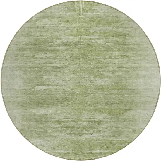 8' Artichoke Green And Fern Green Round Abstract Washable Indoor Outdoor Area Rug Photo 2