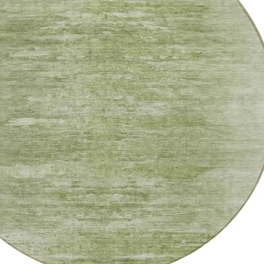 8' Artichoke Green And Fern Green Round Abstract Washable Indoor Outdoor Area Rug Photo 4