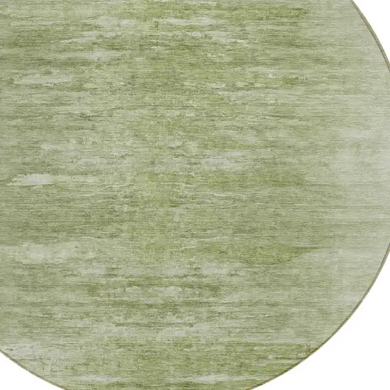 8' Artichoke Green And Fern Green Round Abstract Washable Indoor Outdoor Area Rug Photo 4