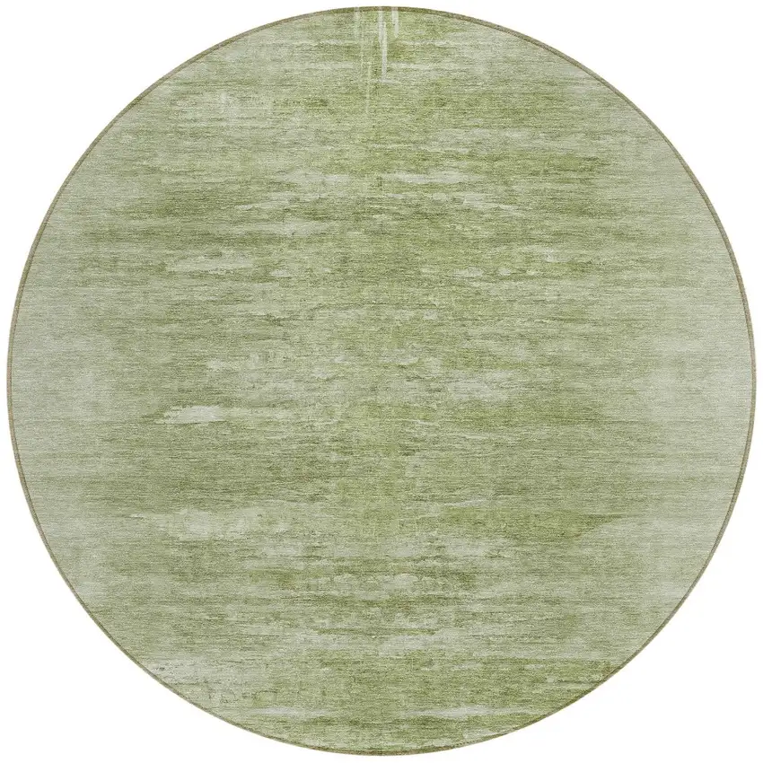 8' Artichoke Green And Fern Green Round Abstract Washable Indoor Outdoor Area Rug Photo 5
