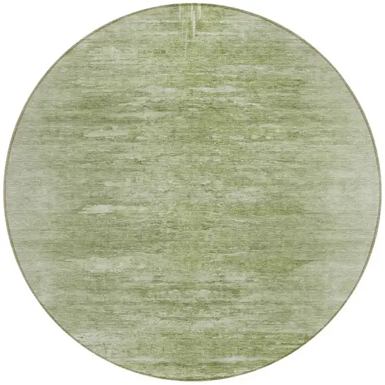 8' Artichoke Green And Fern Green Round Abstract Washable Indoor Outdoor Area Rug Photo 5