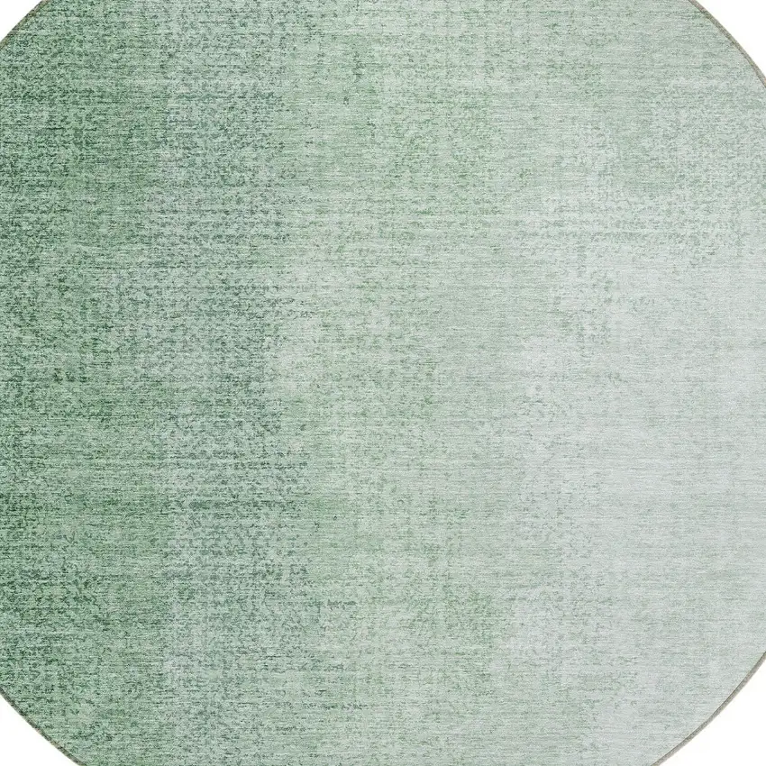 8' Artichoke Green And Fern Green Round Abstract Washable Indoor Outdoor Area Rug Photo 5