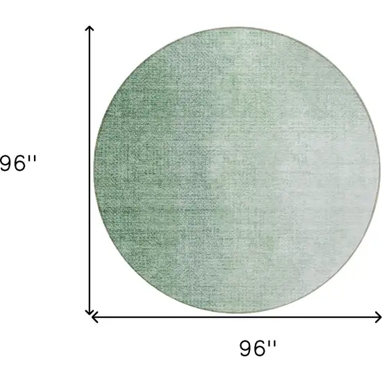 8' Artichoke Green And Fern Green Round Abstract Washable Indoor Outdoor Area Rug Photo 3