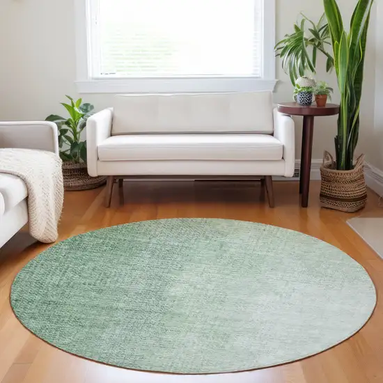 8' Artichoke Green And Fern Green Round Abstract Washable Indoor Outdoor Area Rug Photo 8