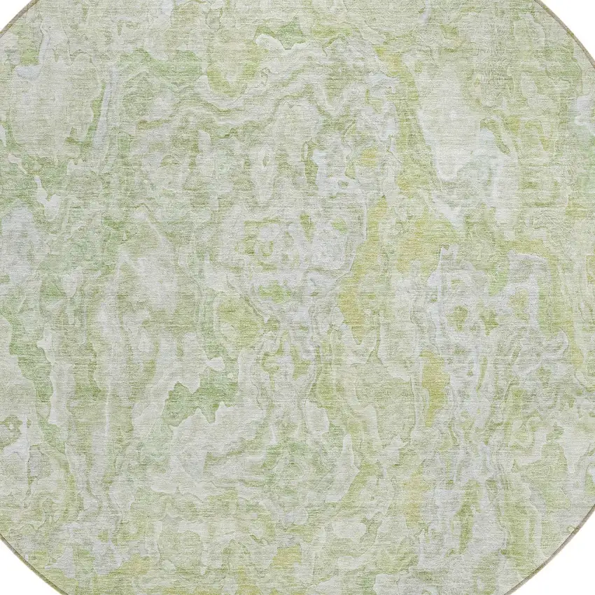 8' Artichoke Green And Fern Green Round Abstract Washable Indoor Outdoor Area Rug Photo 4