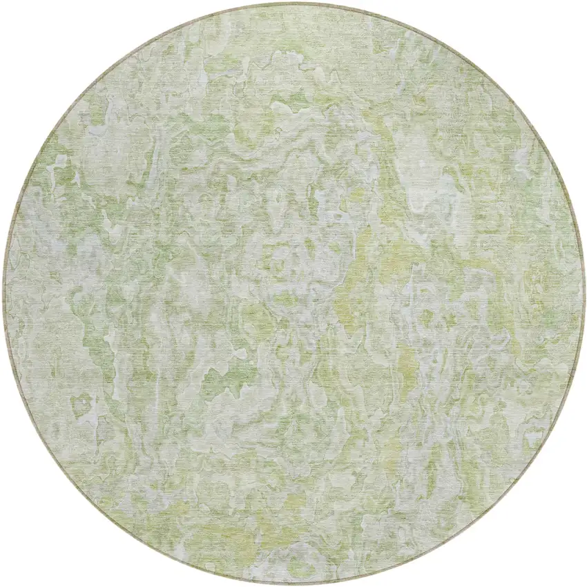8' Artichoke Green And Fern Green Round Abstract Washable Indoor Outdoor Area Rug Photo 2
