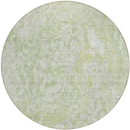 8' Artichoke Green And Fern Green Round Abstract Washable Indoor Outdoor Area Rug Photo 2