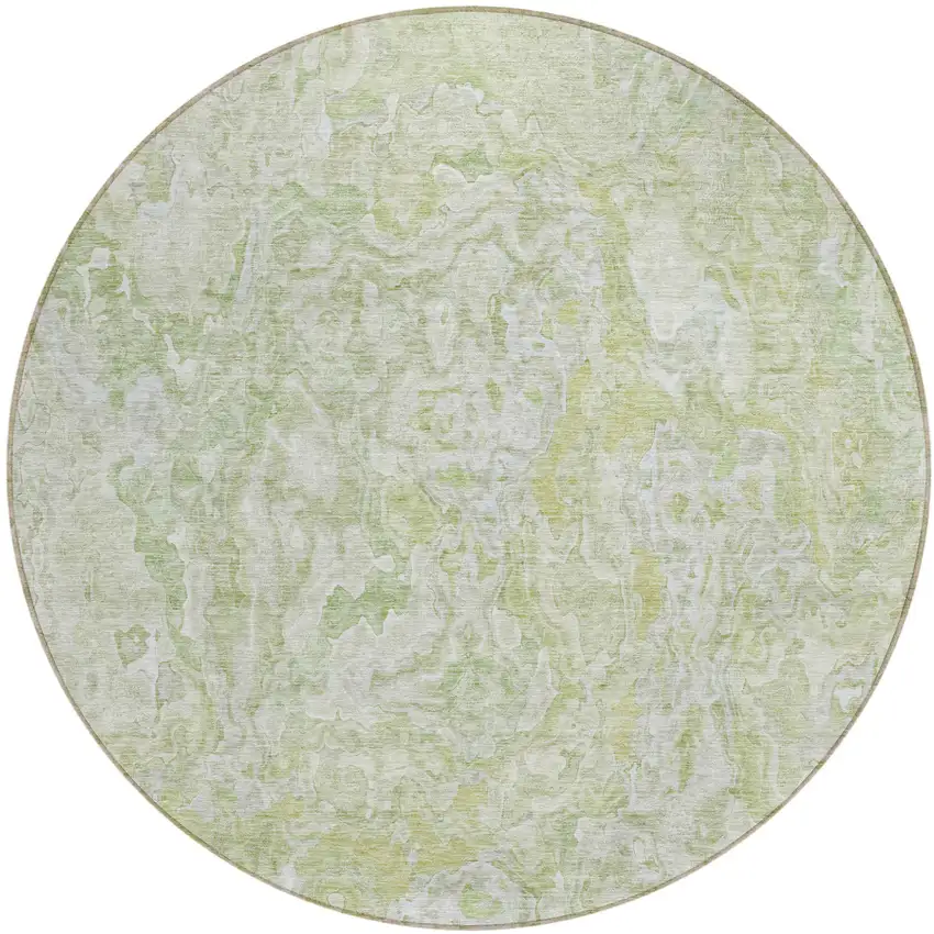 8' Artichoke Green And Fern Green Round Abstract Washable Indoor Outdoor Area Rug Photo 2