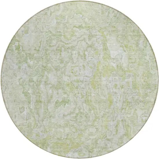 8' Artichoke Green And Fern Green Round Abstract Washable Indoor Outdoor Area Rug Photo 2