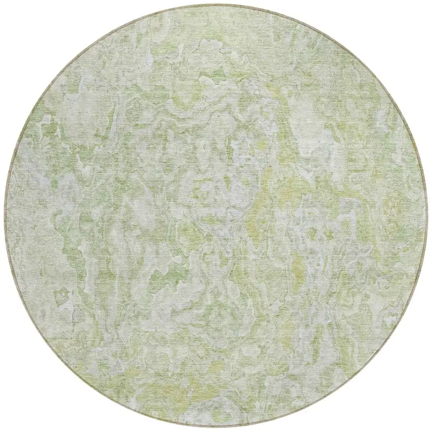 8' Artichoke Green And Fern Green Round Abstract Washable Indoor Outdoor Area Rug Photo 5