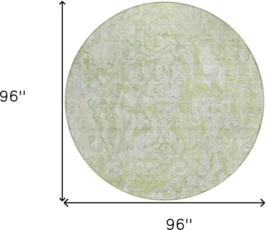 8' Artichoke Green And Fern Green Round Abstract Washable Indoor Outdoor Area Rug Photo 3