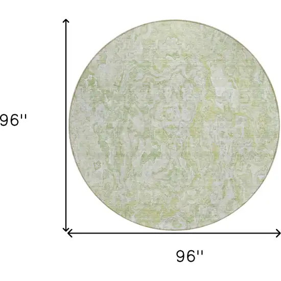 8' Artichoke Green And Fern Green Round Abstract Washable Indoor Outdoor Area Rug Photo 3