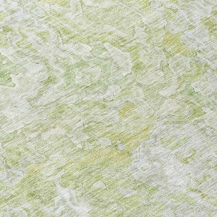 8' Artichoke Green And Fern Green Round Abstract Washable Indoor Outdoor Area Rug Photo 8