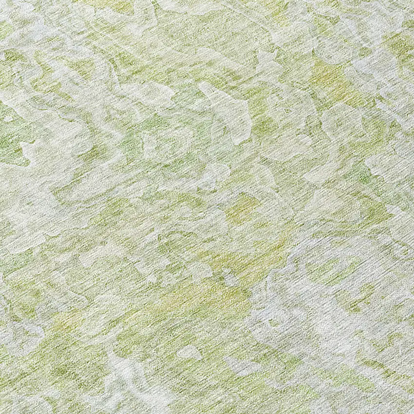 8' Artichoke Green And Fern Green Round Abstract Washable Indoor Outdoor Area Rug Photo 8