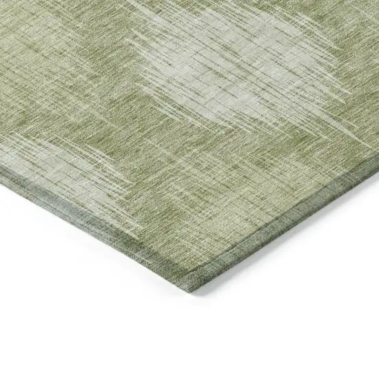 8' Artichoke Green And Fern Green Round Ikat Washable Indoor Outdoor Area Rug Photo 5