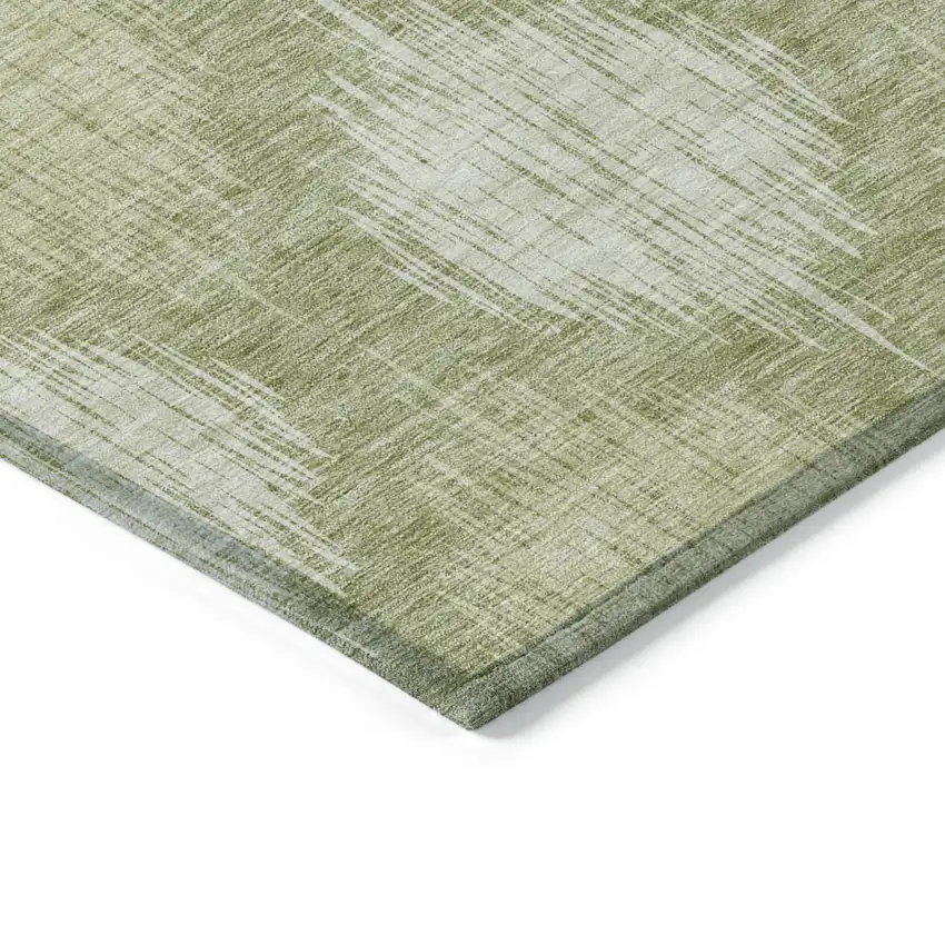 8' Artichoke Green And Fern Green Round Ikat Washable Indoor Outdoor Area Rug Photo 5