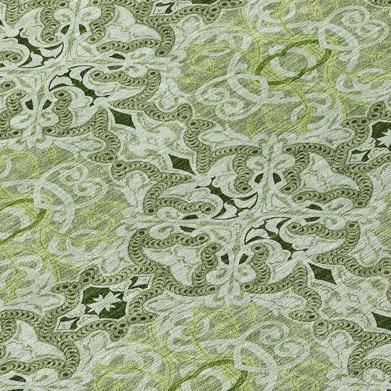 8' Artichoke Green And Fern Green Round Medallion Washable Indoor Outdoor Area Rug Photo 7
