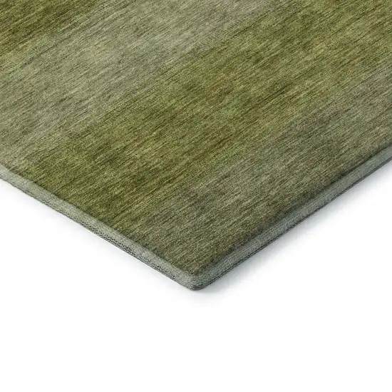 8' Artichoke Green And Fern Green Striped Washable Round Rug With UV Protection Photo 6