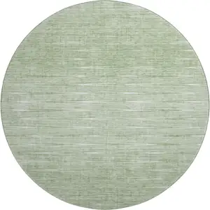 Photo of 8' Artichoke Green And Gray Abstract Washable Round Rug With UV Protection