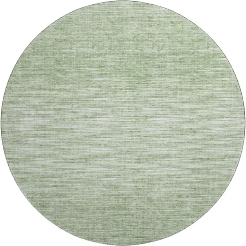 8' Artichoke Green And Gray Abstract Washable Round Rug With UV Protection Photo 1