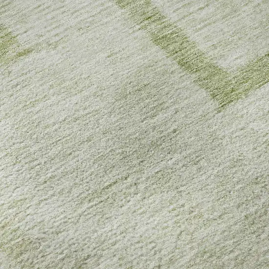 8' Artichoke Green And Gray Geometric Washable Round Rug With UV Protection Photo 9