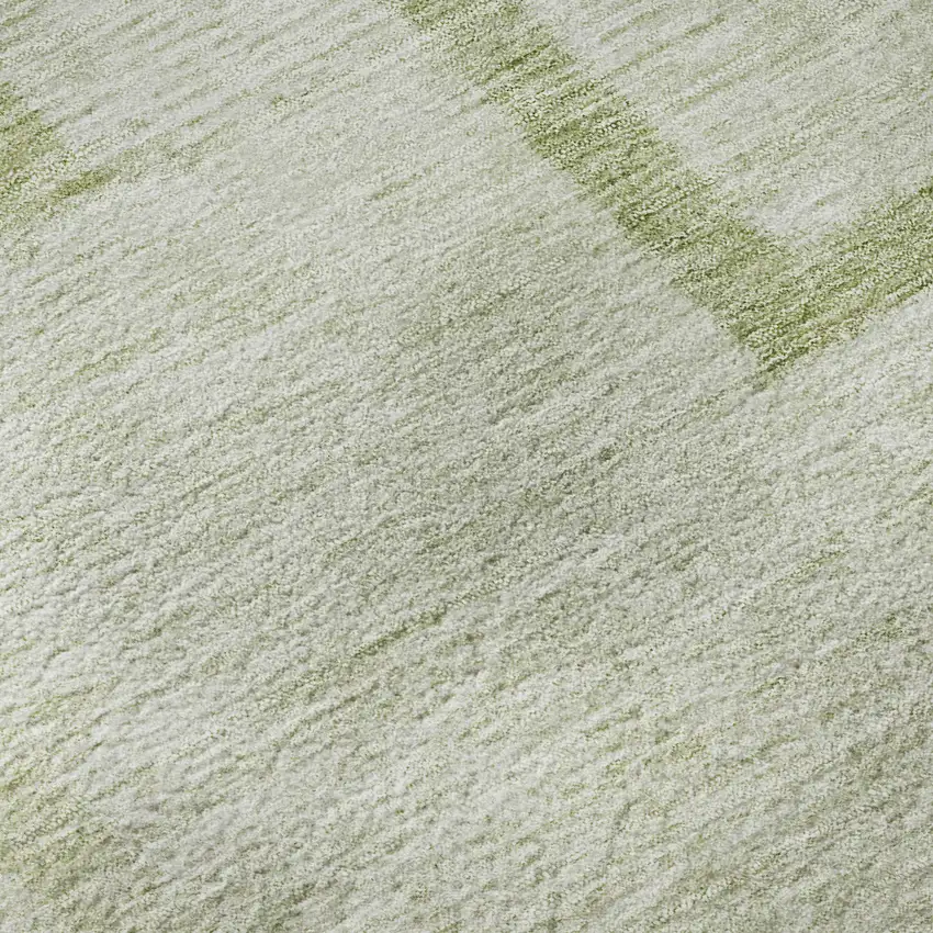 8' Artichoke Green And Gray Geometric Washable Round Rug With UV Protection Photo 9