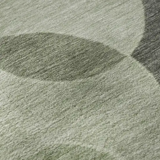 8' Artichoke Green And Gray Geometric Washable Round Rug With UV Protection Photo 8